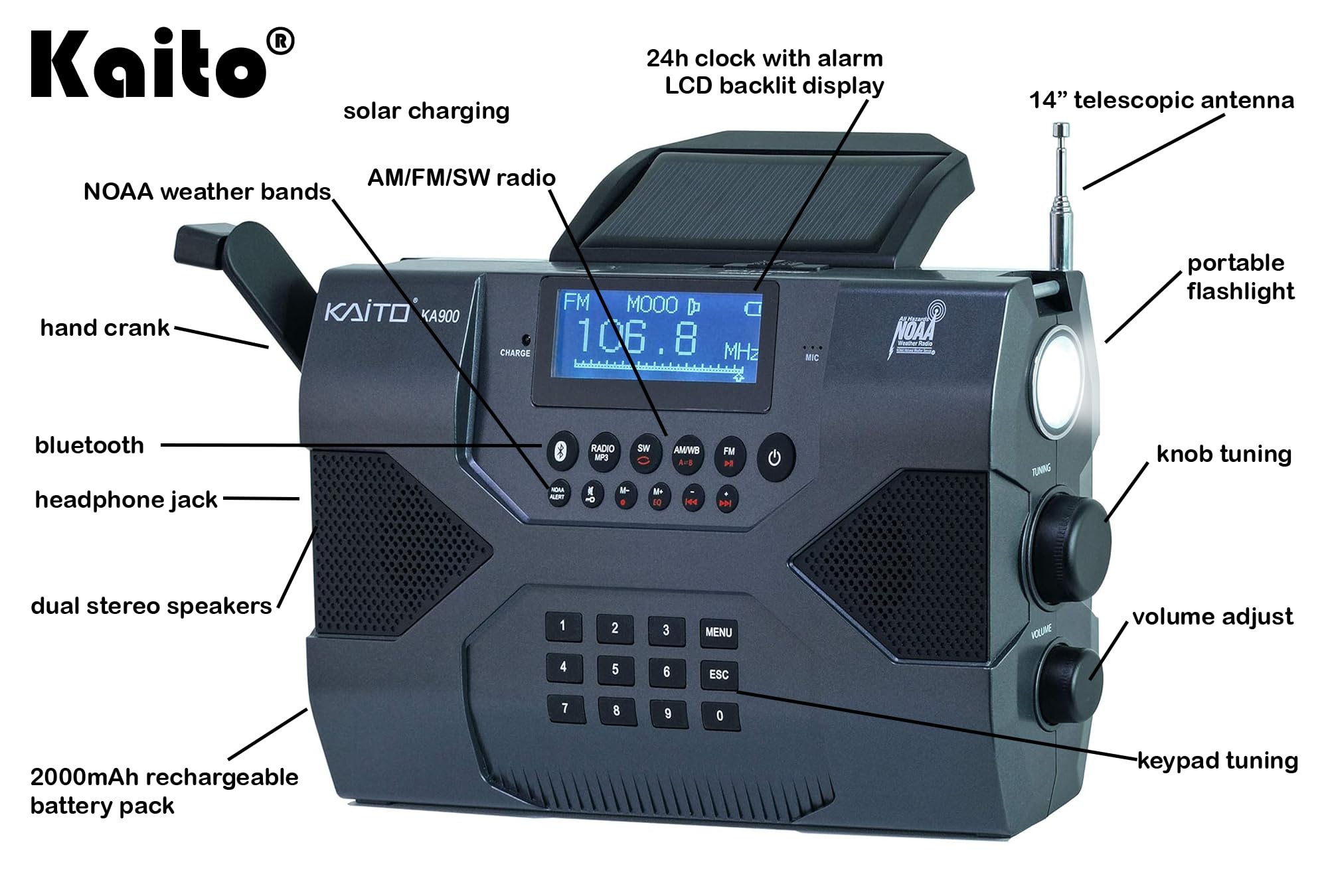 Amazon.com: Kaito Emergency Radio Voyager Max KA900 Digital Solar